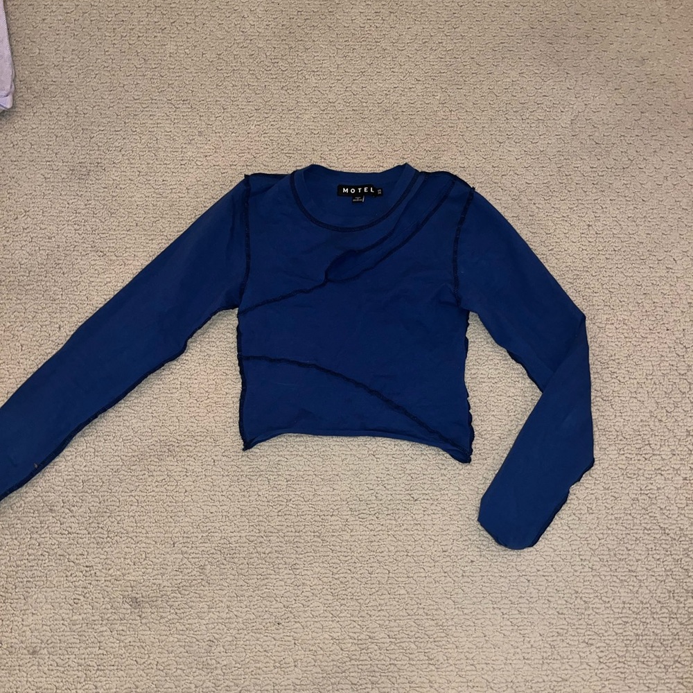 Blue motel rocks asymmetrical long sleeve top